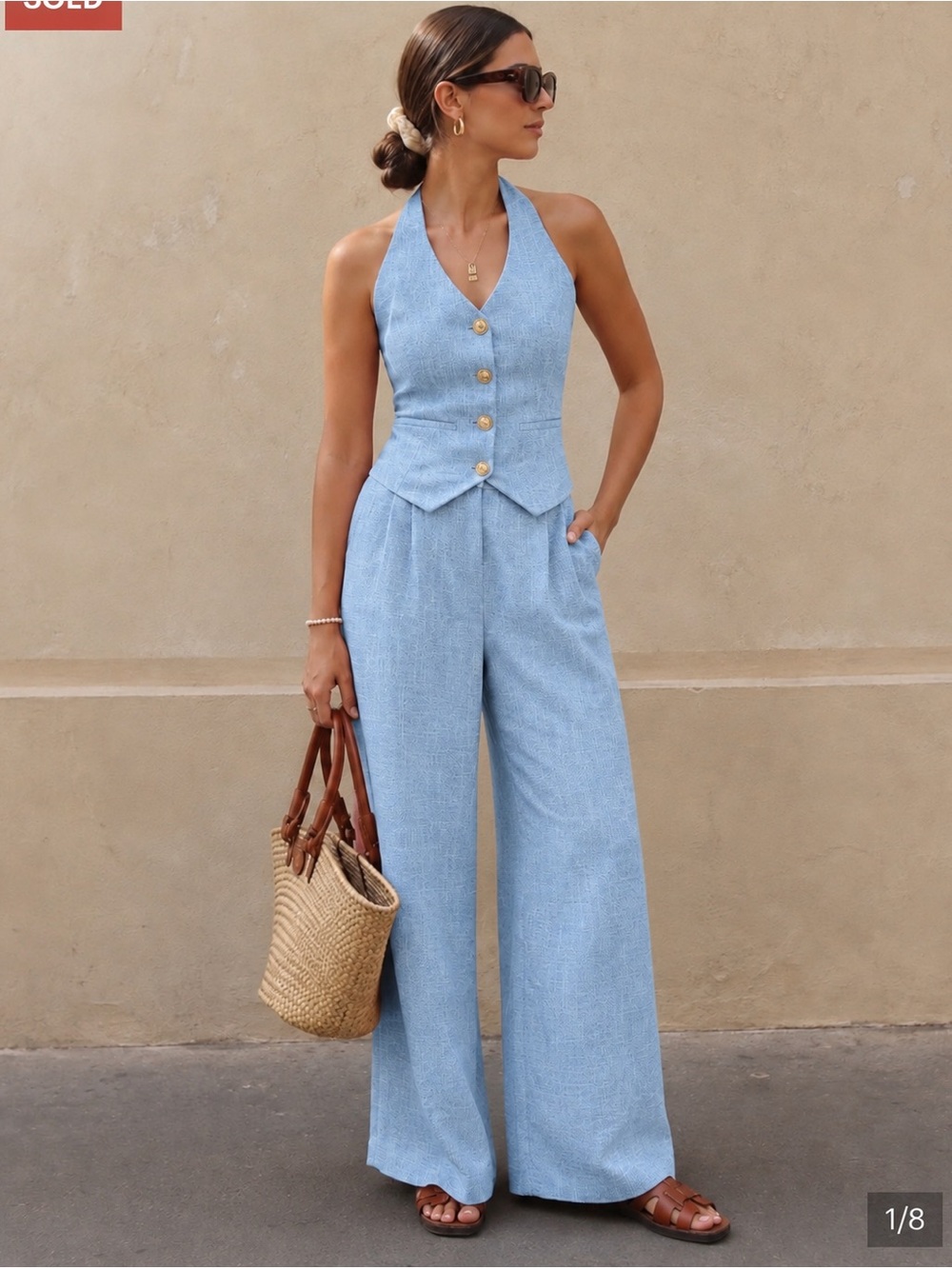300 Halter Vest & Wide Leg Pants Set